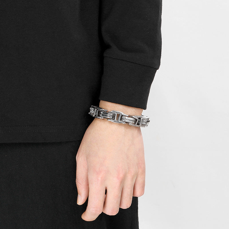 12/15mm Thick Chain Emperor Chain Men's Necklace Bracelet Hip-Hop Double-Piece Knot Chain Stainless