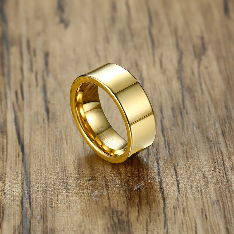 European And American Accessories Gold Simple Men's Tungsten Steel Ring