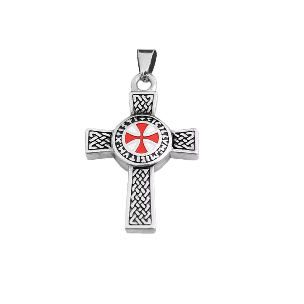 Cross Double-Sided Stainless Steel Men's Pendant Necklace