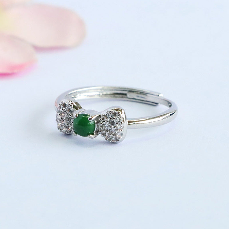 Green Jadeite Bow Ring