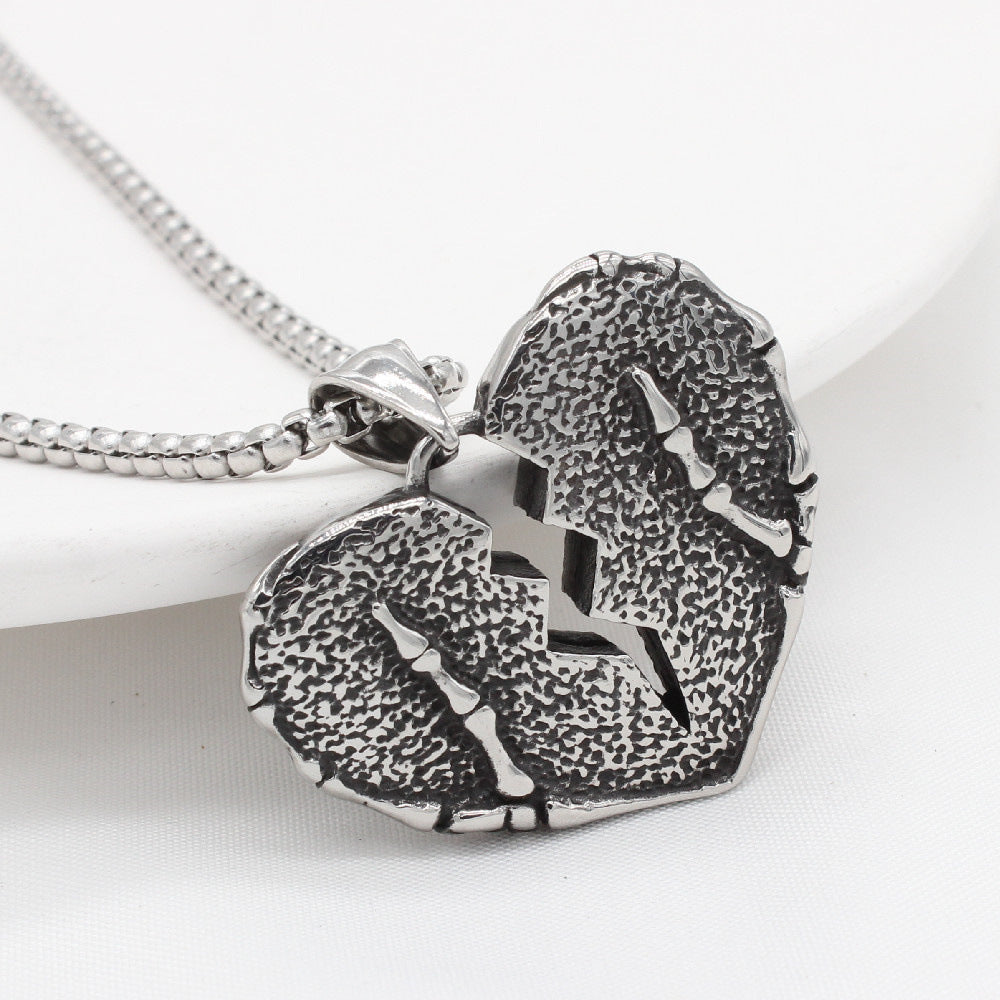 Personalized Retro Heart Skeleton Hand Pendant Titanium Steel Unisex Protection Statement Planderful Gift