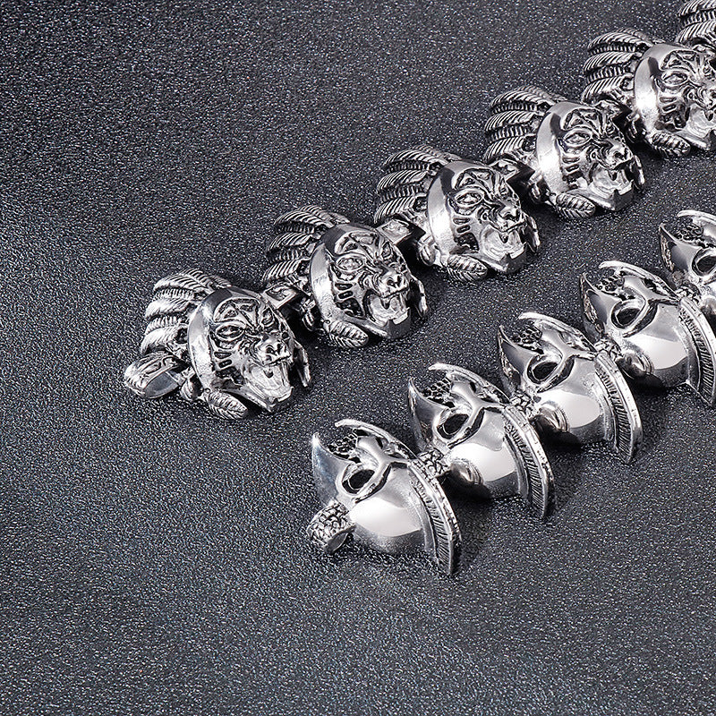 Old – General Soldier Head – Titanium Steel Men's Bracelet