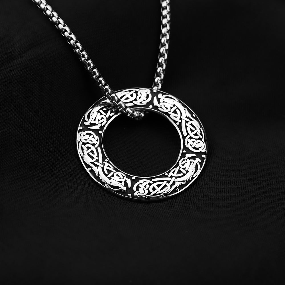 Planderful Norse Legacy Titanium Steel Viking Wolf Pendant Necklace For Men Retro Totem Light Luxury