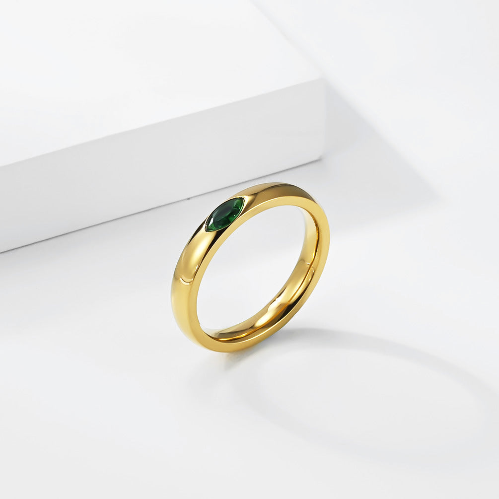 Zircon Ring – Elegant Gold Plated Steel Ring