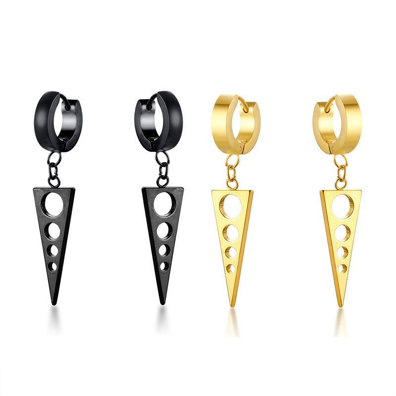 Stainless Steel Geometric Black Earrings