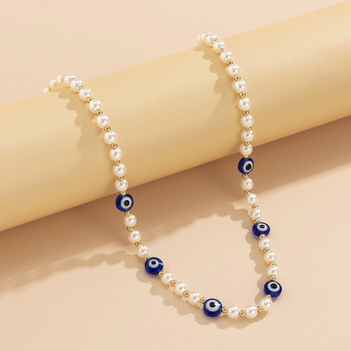 Planderful Vienna Verve Necklace For Women Punk Acrylic Eyes Imitation Pearl Geometric Single Layer Statement