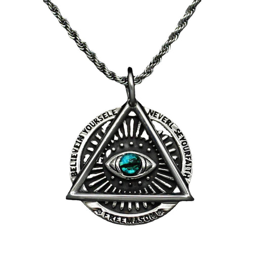 Steel Necklace - Vintage Triangular Devil's Eye Pendant