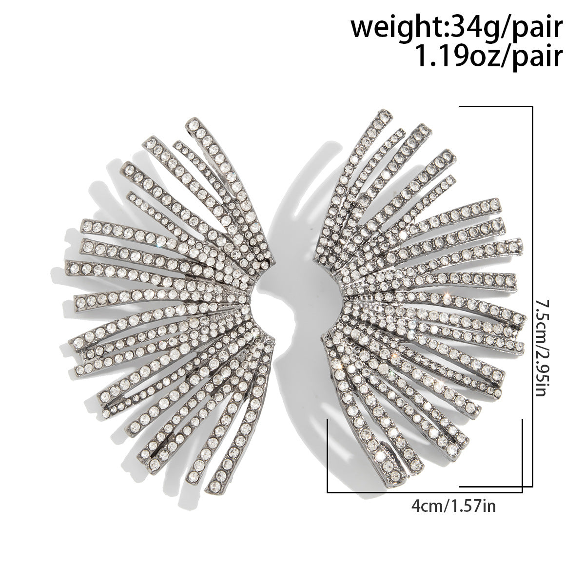 Planderful Vienna Verve Zircon Earrings For Women Fan Shaped Geometric Inlaid Statement