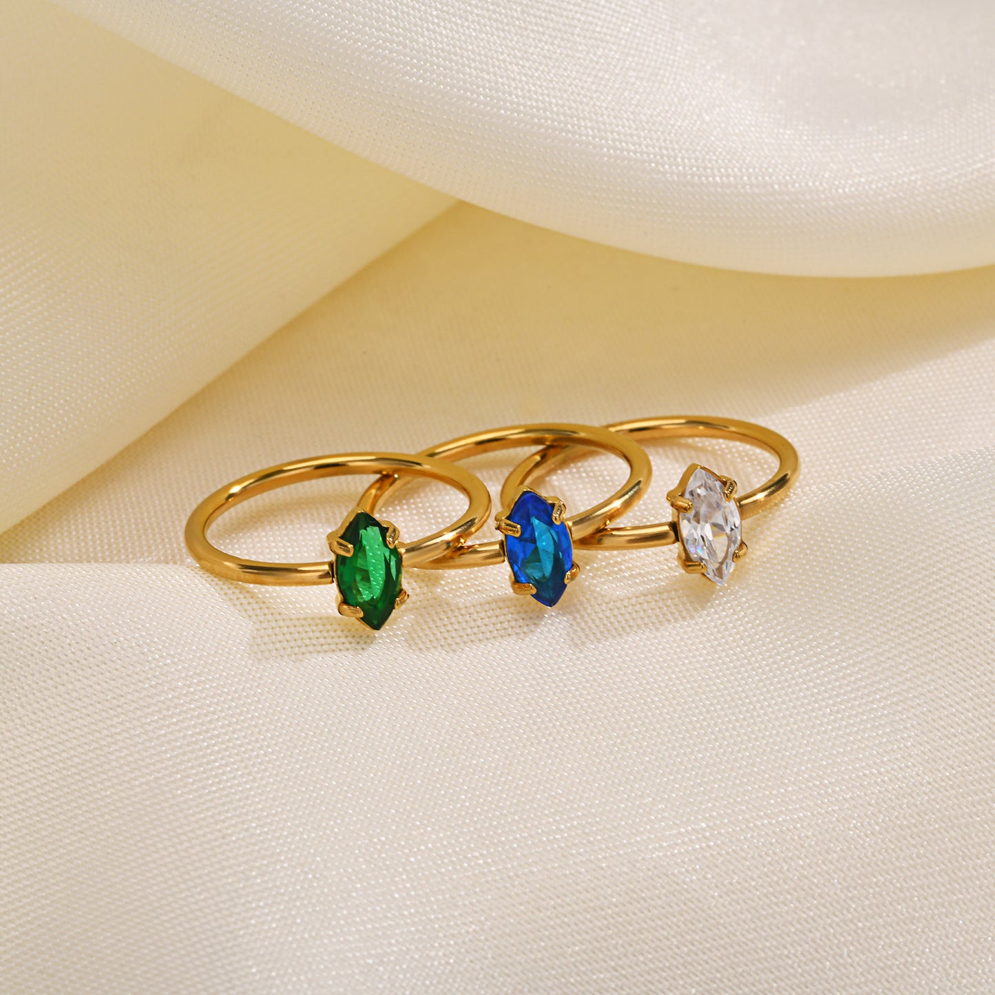 European And American Jewelry Stainless Steel Zircon Ring