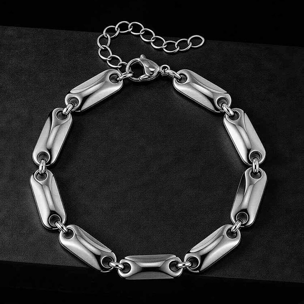Trendy Hip Hop Oval Stainless Steel Bracelet for Men