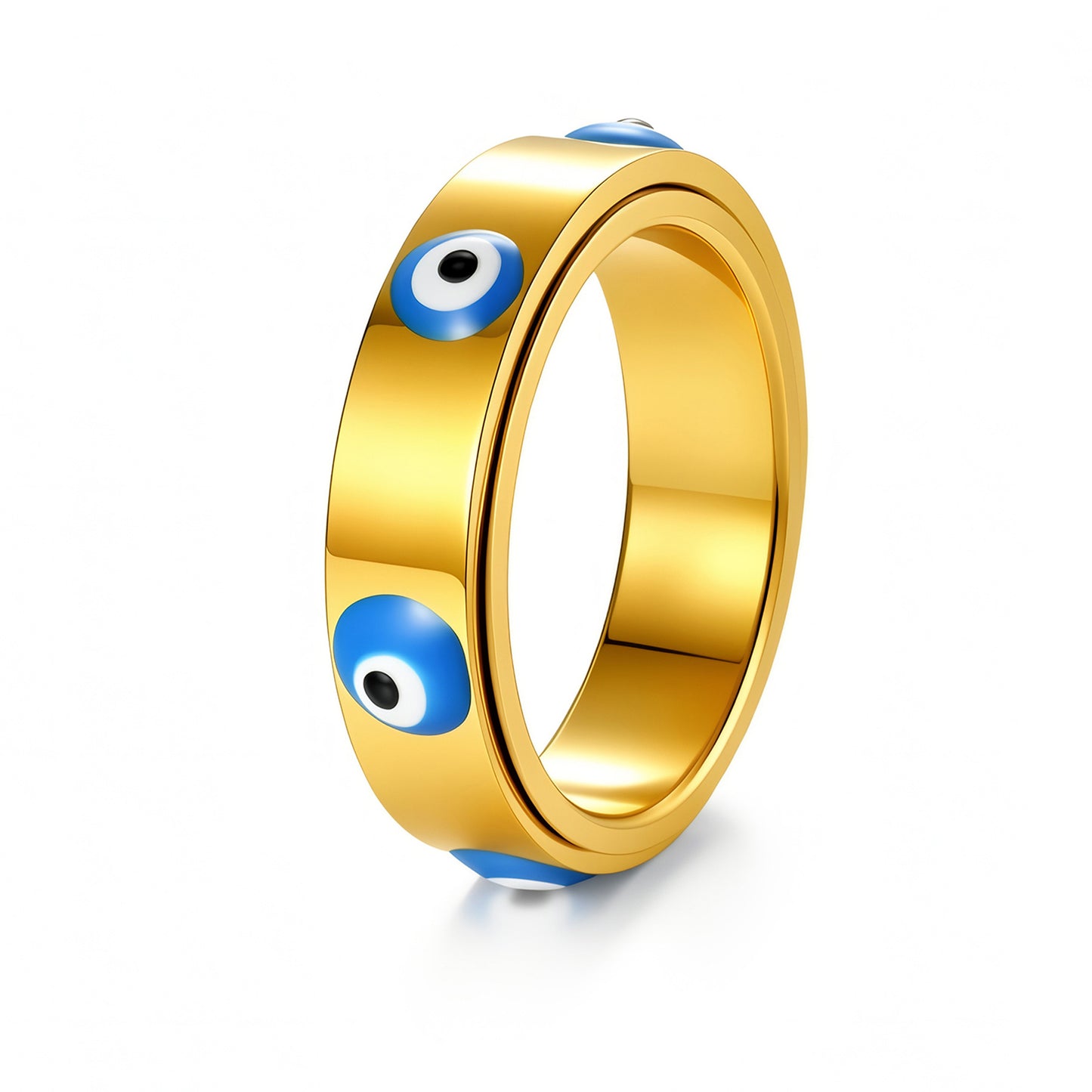 Blue Evil Eye Ring Rotatable Stainless Steel Unisex Jewelry By Planderful Everyday Genie