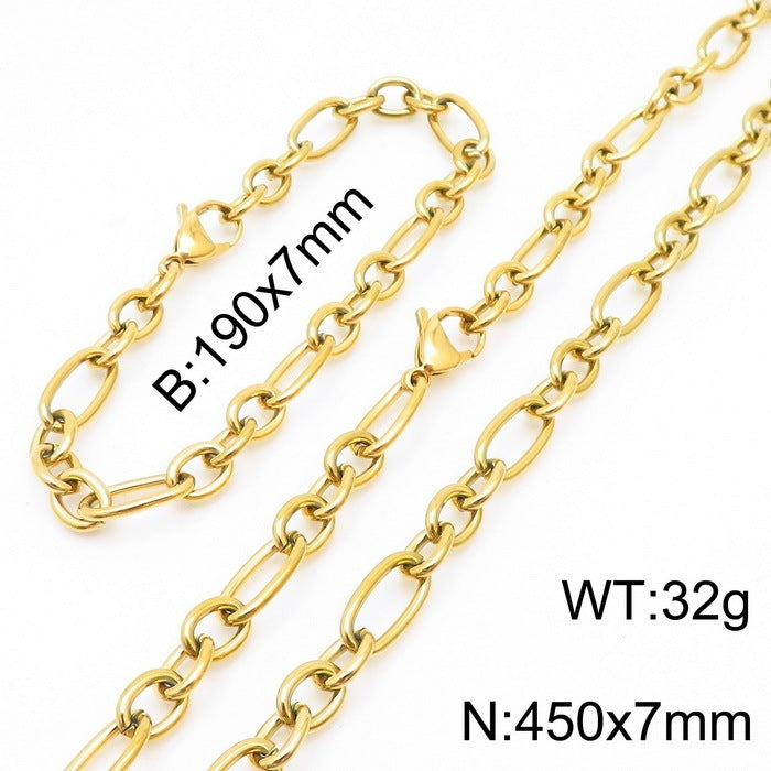 Source Factory Commuter Stainless Steel O Chain Necklace Bracelet Men's Multi-Size 7/10/13 Mmo