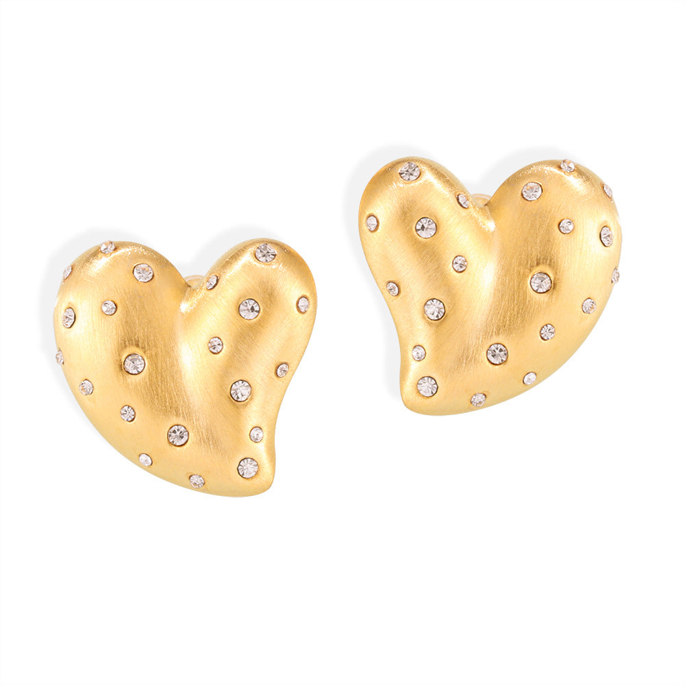 Chic Copper Stud Earrings with Love Shape Design