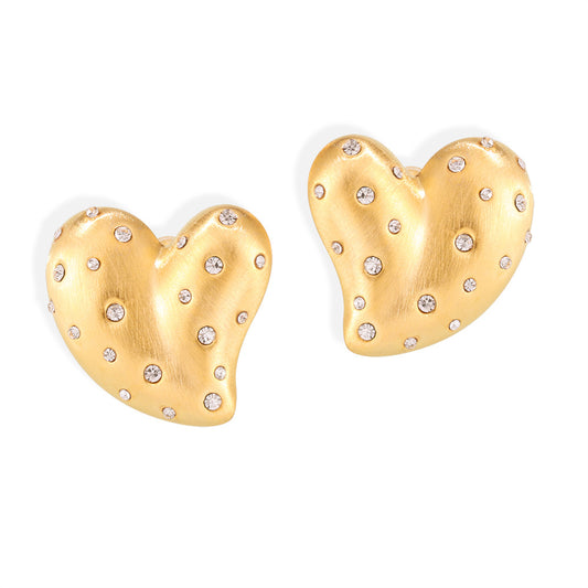 Chic Copper Stud Earrings with Love Shape Design