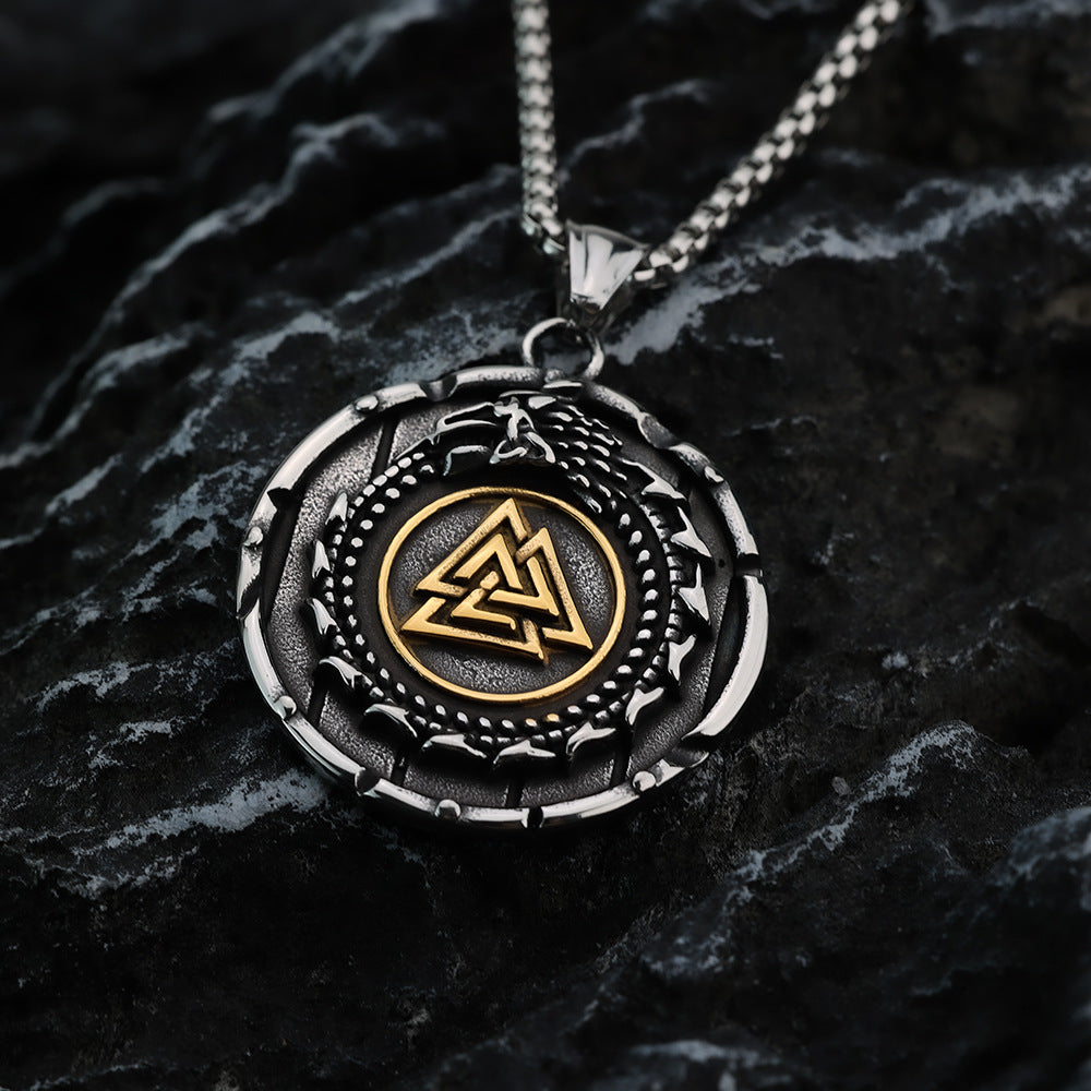 Nordic Retro Viking Triangle Symbol Men's Pendant Necklace