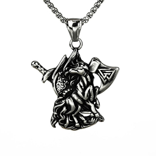 Nordic Retro Men's Stainless Steel Viking Weapon Necklace