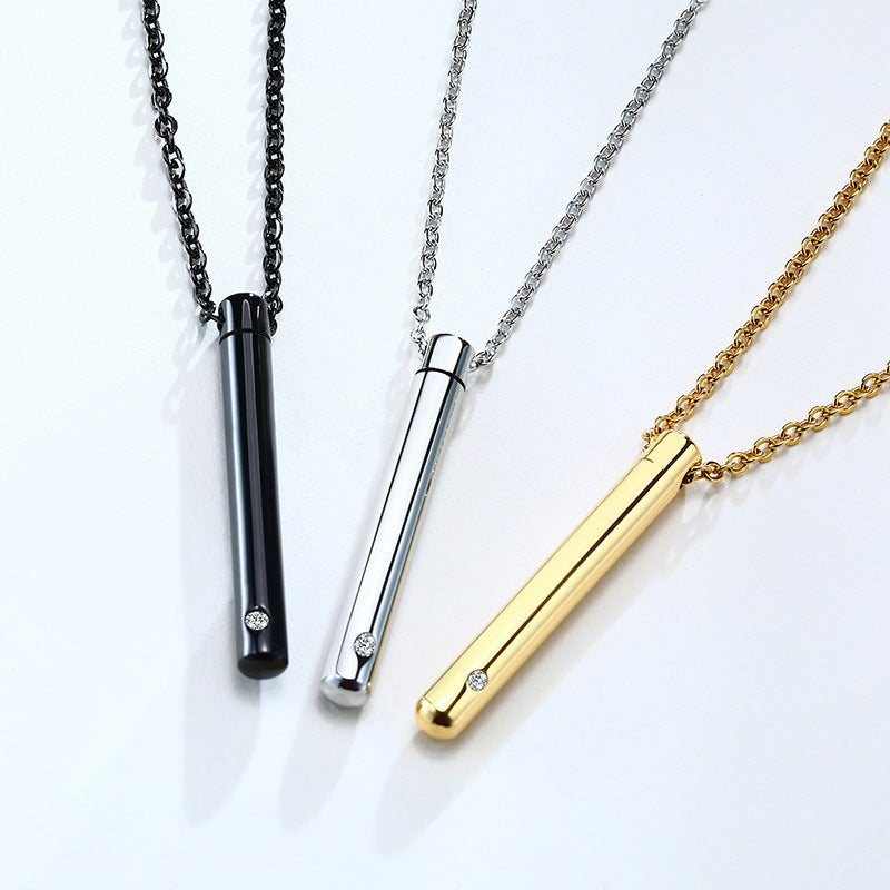 Urn Necklace Stainless Steel Zircon Pendant Necklace Openable