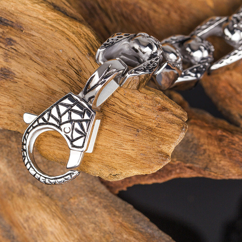 Planderful Skull Bracelet Men Titanium Steel Retro Style