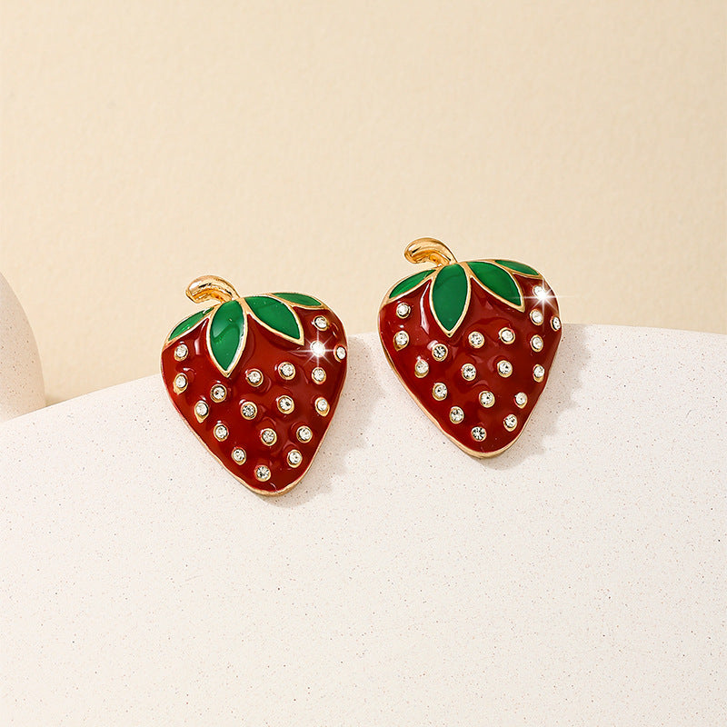 Planderful Vienna Verve Earrings – Exquisite Flash Zircon Strawberry Design