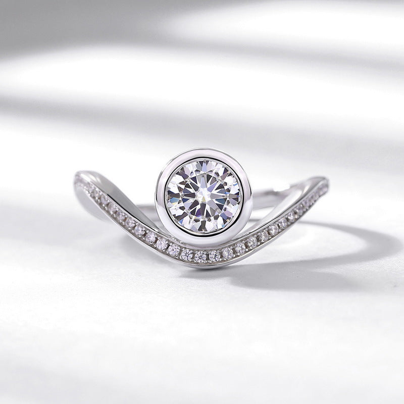 Planderful Wave Moissanite Sterling Silver Ring – 6.5 × 6.5 mm, 1 ct