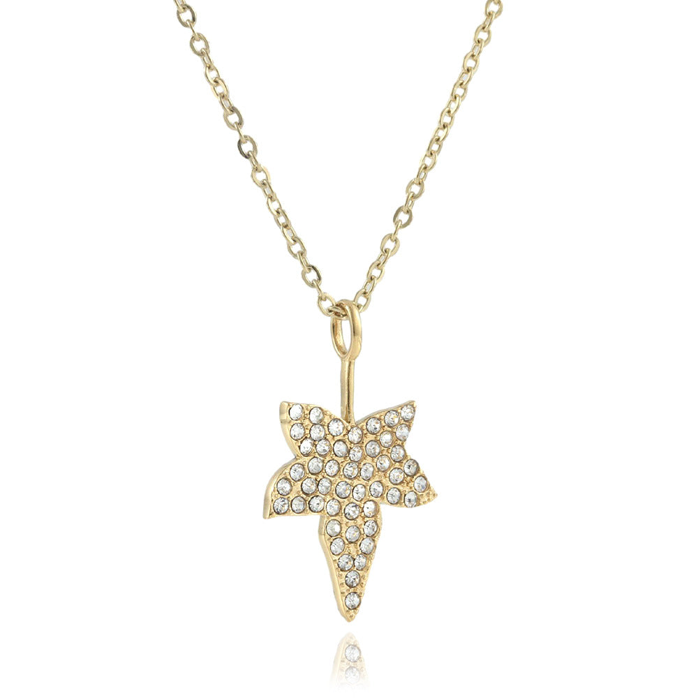 European And American Stainless Steel Leaf Pendant Necklace