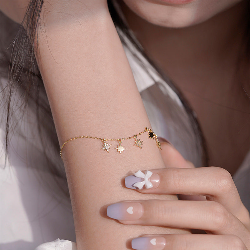 Niche Design Sense Hexagram Bracelet S925 Sterling Silver