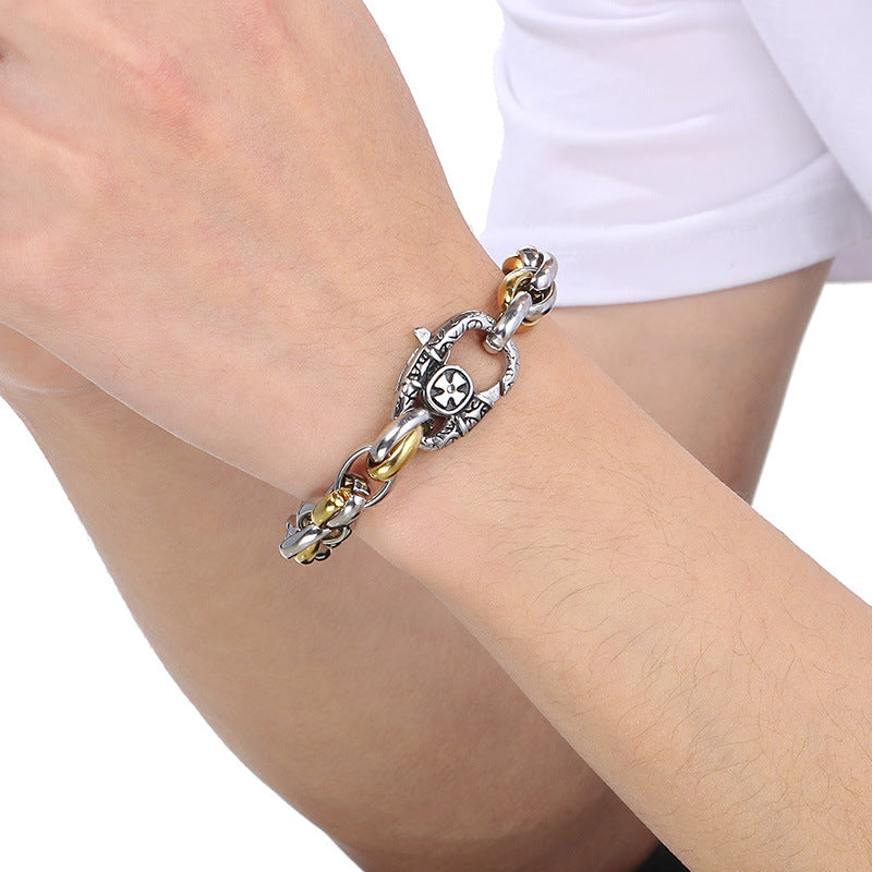 Planderful Titanium Steel Bracelet Gold Silver For Men