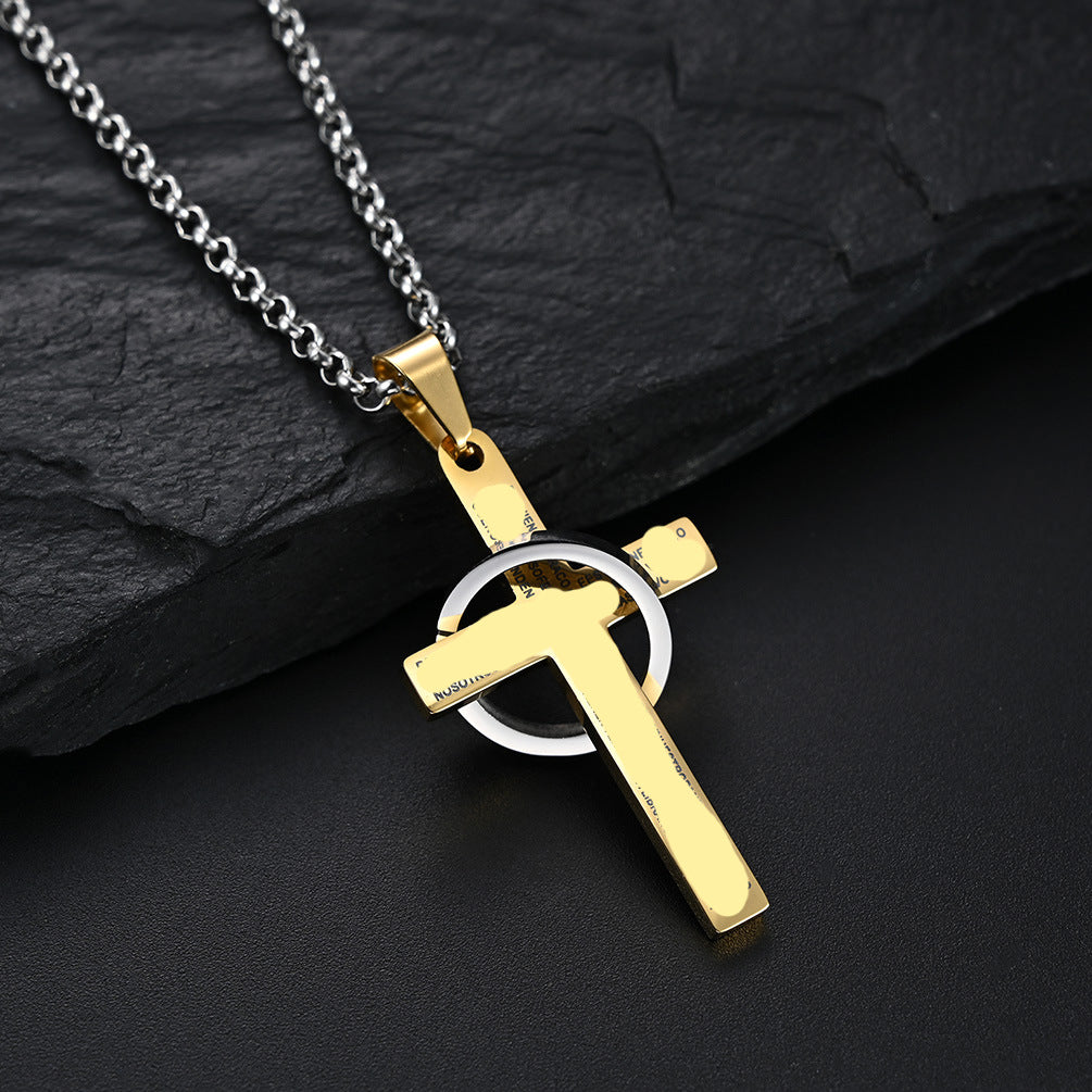 European And American Hip Hop Hipster Stainless Steel Cross Necklace Pendant For Men