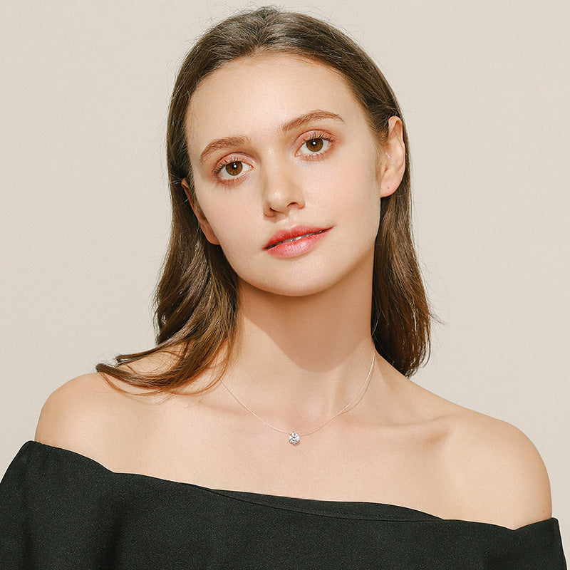 Sterling Silver Elegant Zircon Necklace with Personalized Instagram Style