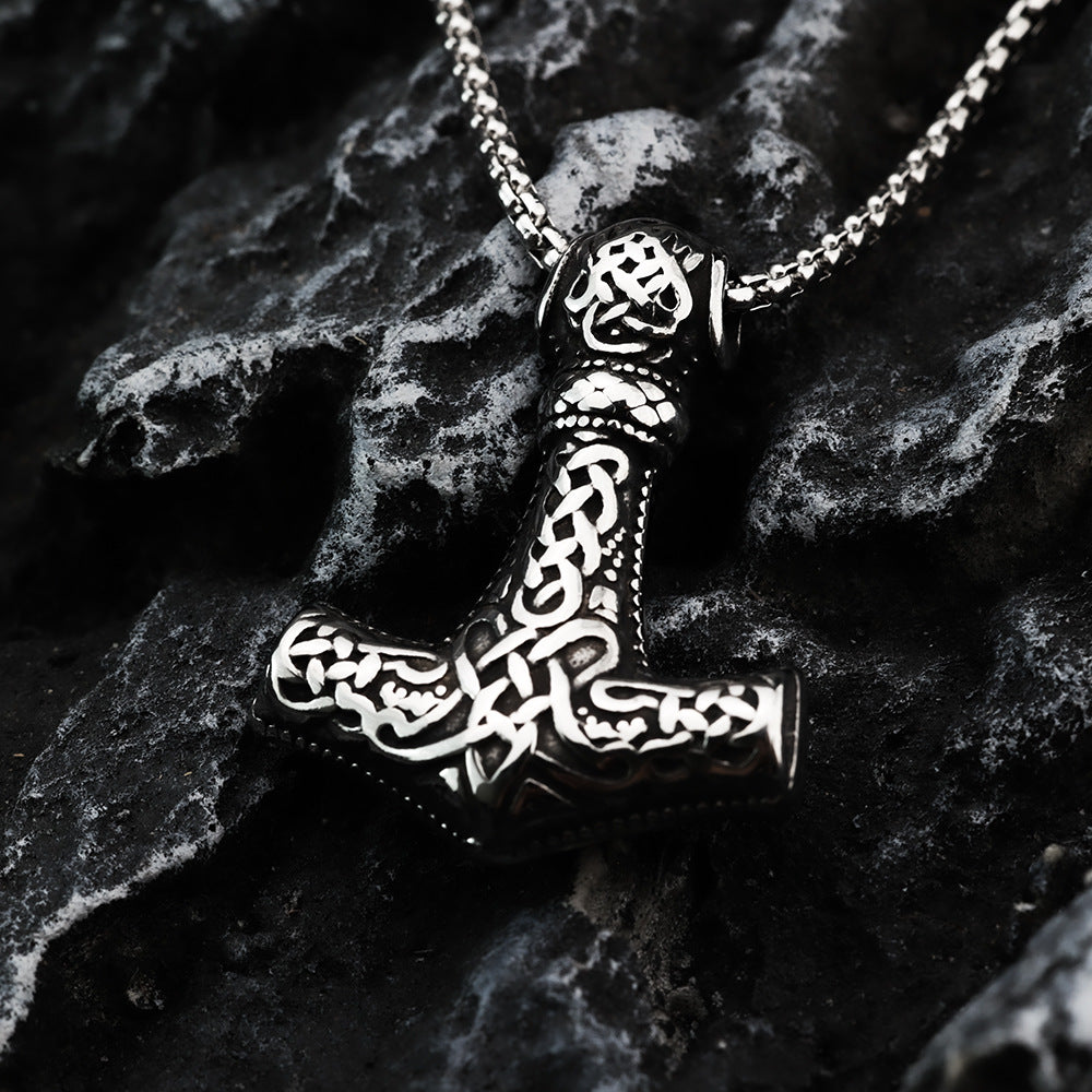 Nordic Retro Stainless Steel Double-Sided Viking Pendant for Men