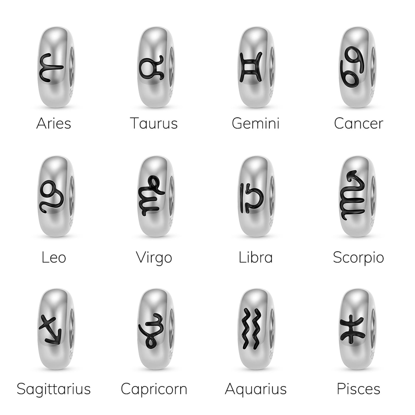 Planderful Jewelry Sterling Silver Beading Pendant Twelve Constellation Spacer Beads For DIY Bracelet Kit