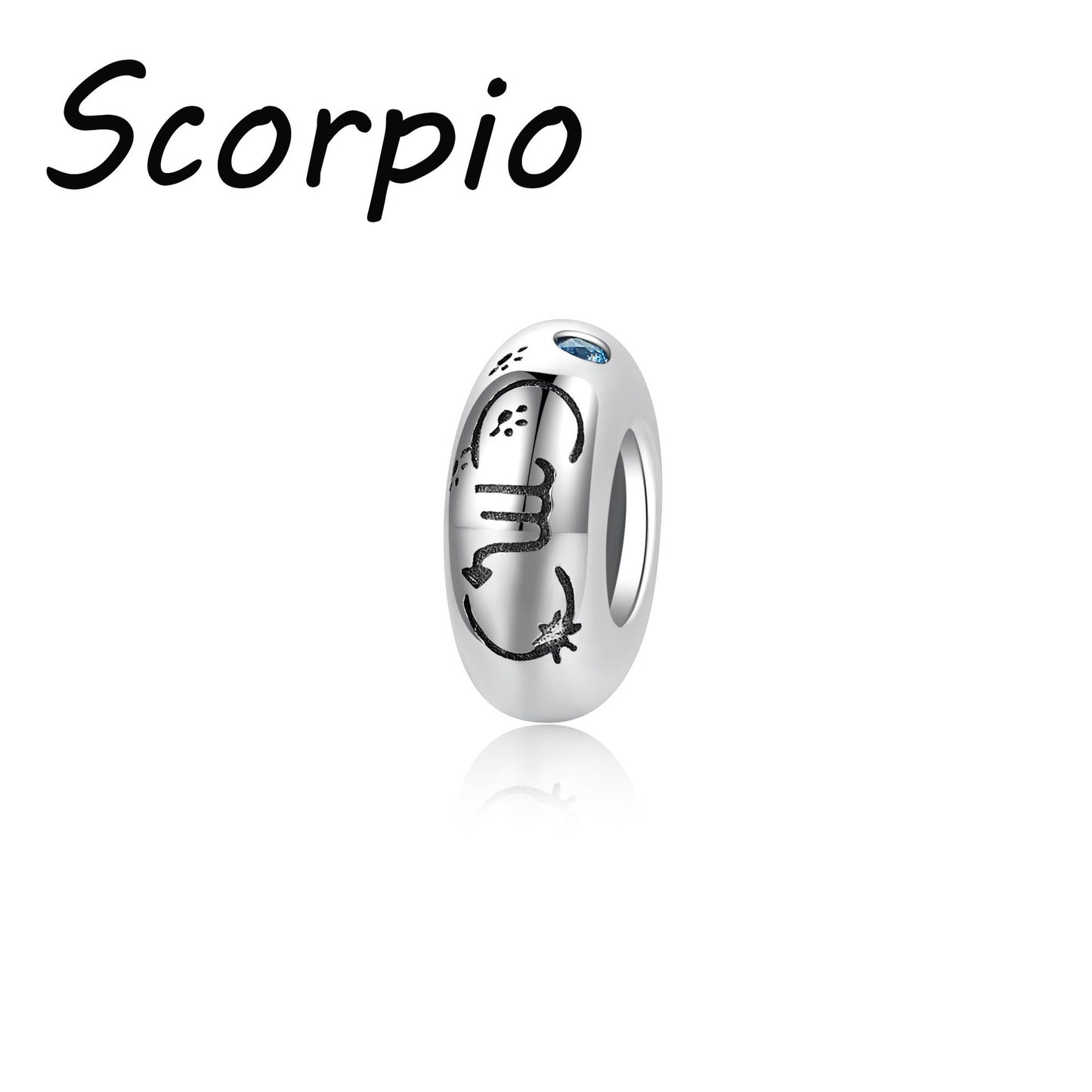 Planderful Jewelry Zodiac Spacer Bead Sterling Silver Zircon