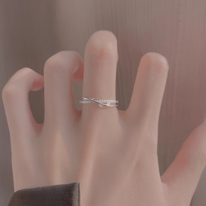 925 Sterling Silver Branch Bud Ring for Women, Light Luxury Design