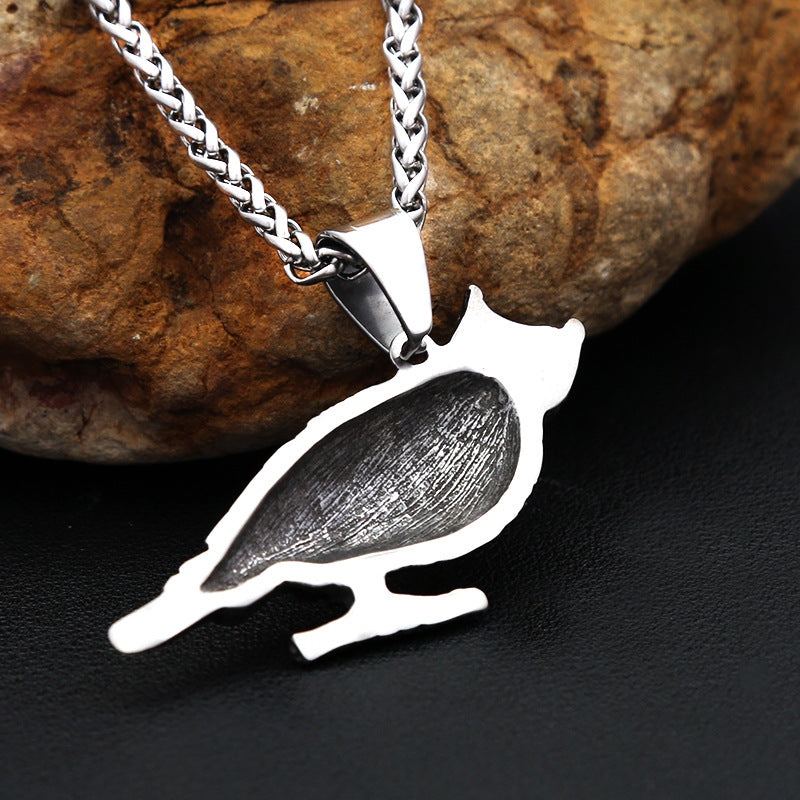 Punk Owl Stainless Steel Men's Pendant Necklace