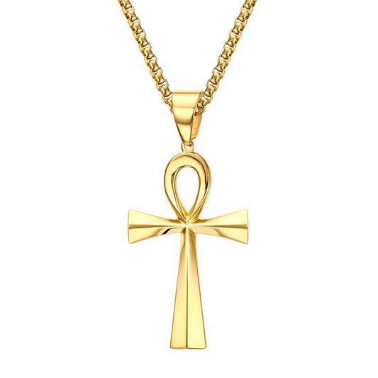 Jewelry Cross Pendant 64MM Stainless Steel Anka Gold for Men