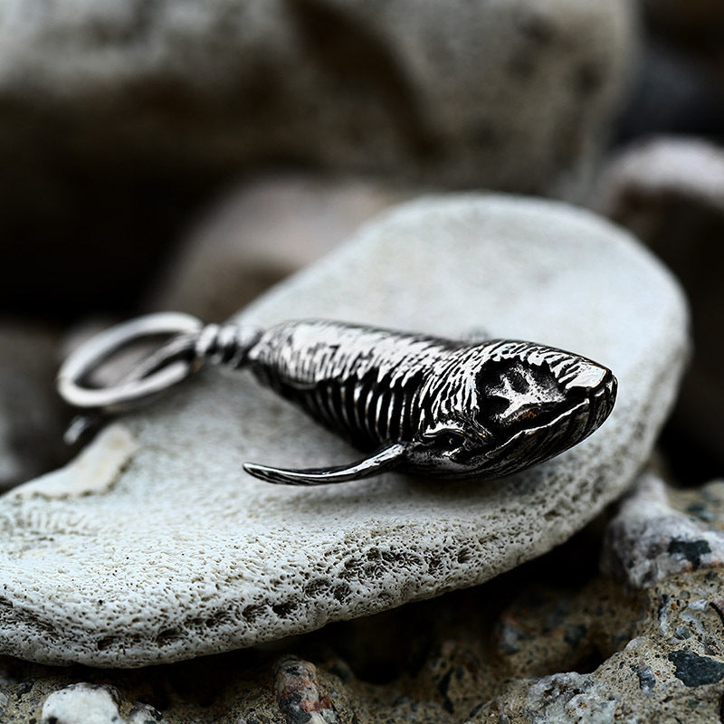 Planderful Everyday Genie Retro Whale Titanium Steel Pendant for Men