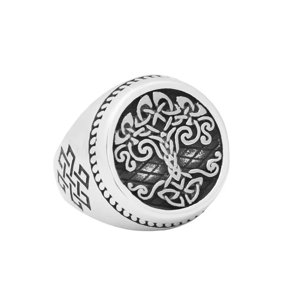 Vintage Tree of Life Stainless Steel Men's Ring