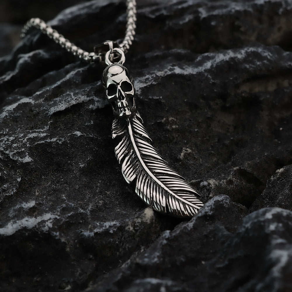 European And American Retro Skull Wings Necklace For Men