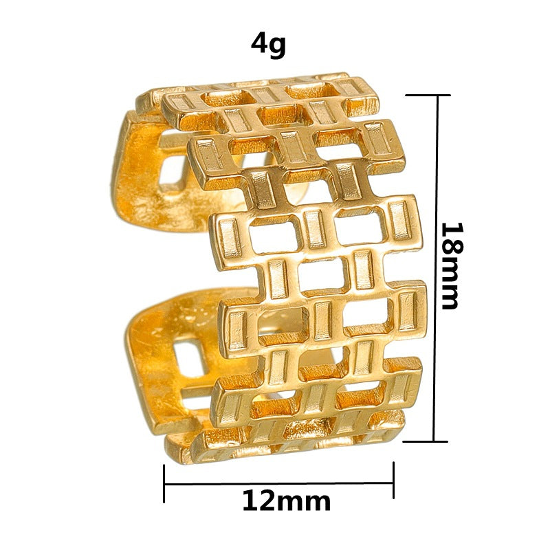 Stainless Steel Ring Geometric Hollow Design Gold Plated Adjustable Unisex Everyday Genie By Planderful Collection
