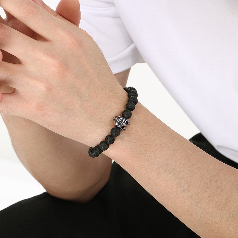 Planderful Volcanic Stone Beaded Bracelet For Men Buddha