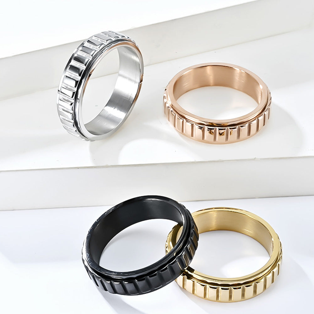 Planderful Everyday Genie Stainless Steel Ring For Men And Women Rotating Lattice Design
