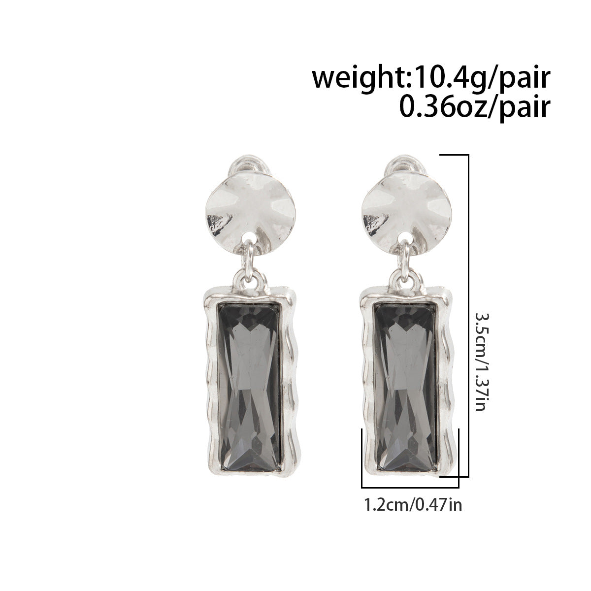 Planderful Vienna Verve Square Gemstone Fringed Stud Earrings For Women Retro European Style Statement Jewelry