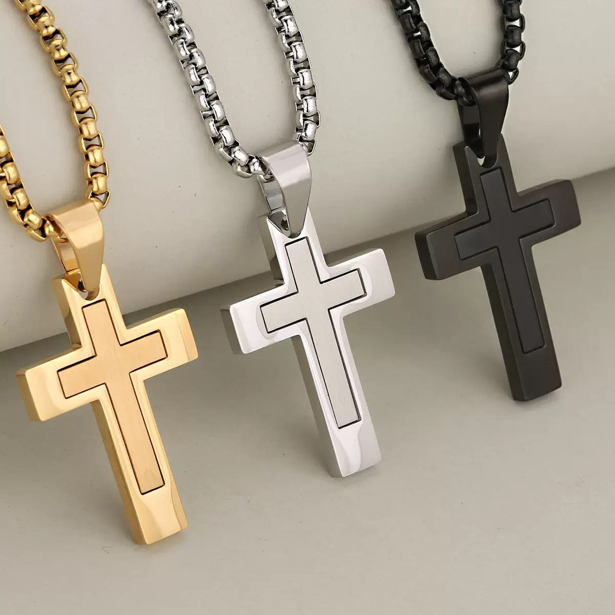Planderful Titanium Steel Cross Necklace For Men Durable Everyday Wear Modern Urban Edge Premium Gift