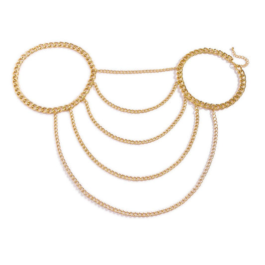 Elegant Women's Tassel and Chain Geometric Body Necklace from Vienna Verve Collection