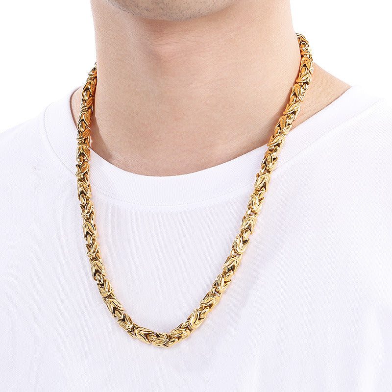 Planderful 18K Gold Mens Bracelet Punk Style Titanium Steel