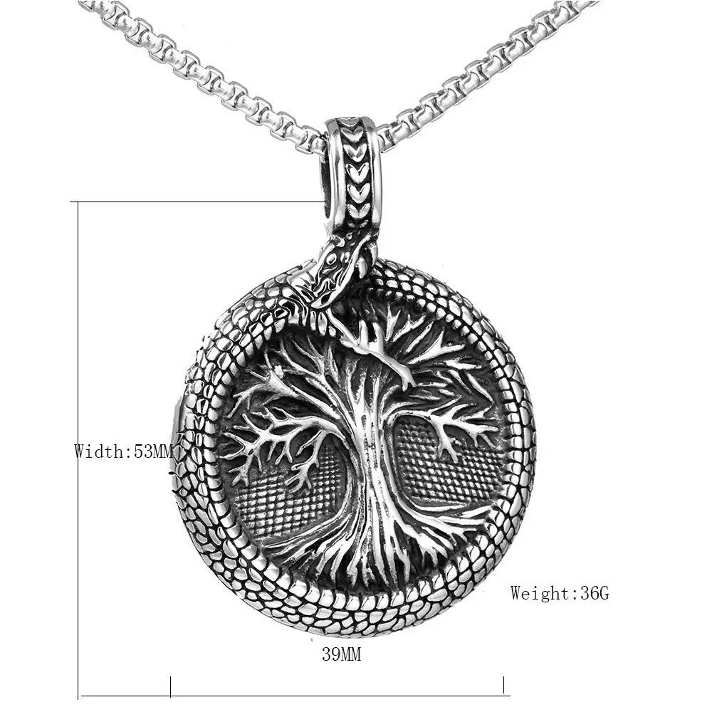 1. Planderful Tree of Life Pendant Stainless Steel Necklace For Men Punk Viking Style Gift