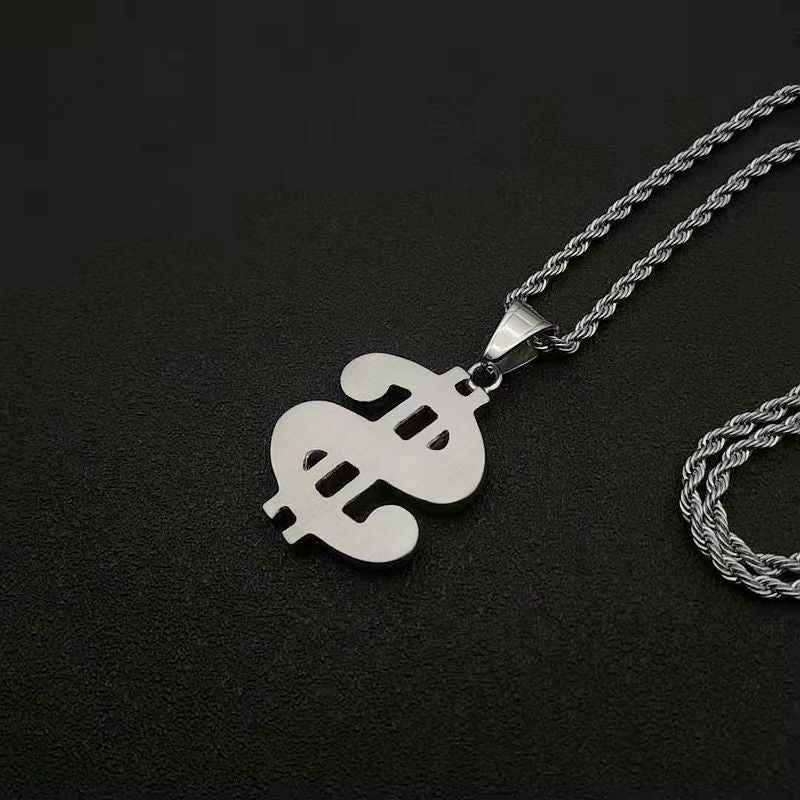 Planderful Everyday Genie Hip Hop Dollar Pendant Necklace Gold Plated Titanium Steel For Hip Hop Fans