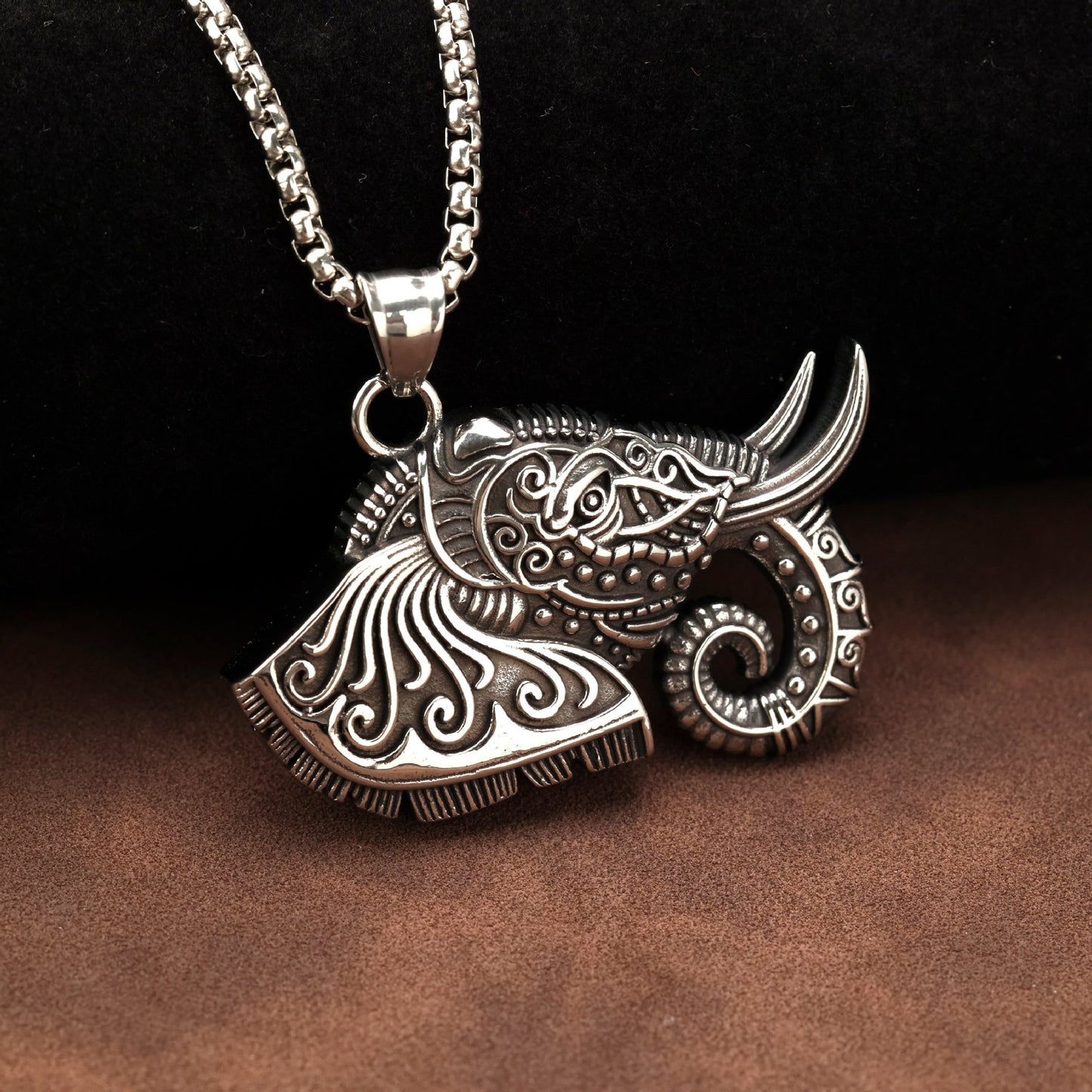 Stainless Steel Elephant Pendant Necklace For Men Retro Titanium Look Durable Trendy Everyday Jewelry By Planderful Shop