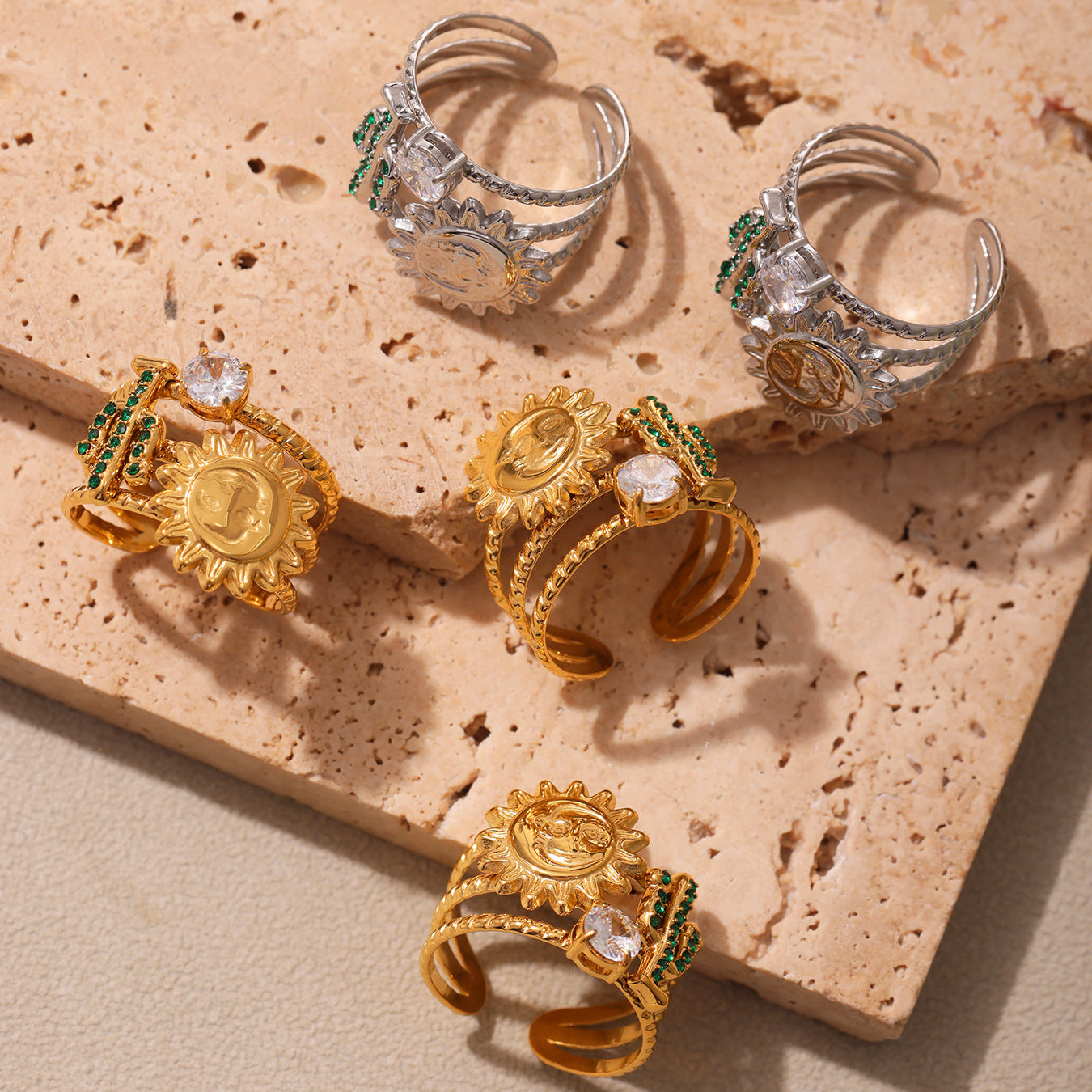 Planderful Cactus Zircon Ring For Women Trendy Sparkle