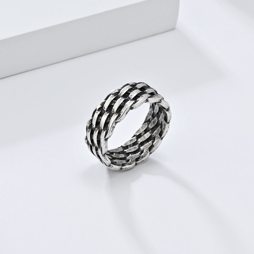 European And American Woven Titanium Steel Ring For Men